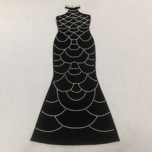 Abito lungo da sera nero elegante a sirena con perle personalizzate, vestito da ballo aderente, <span class=keywords><strong>abbigliamento</strong></span> da festa da donna, produttore - Product Image 5