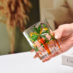 Bicchieri in Vetro Dipinti a Mano con Palma, Fondo Spesso, per <span class=keywords><strong>Vino</strong></span>, Succo <span class=keywords><strong>e</strong></span> <span class=keywords><strong>Acqua</strong></span> - Product Image 4