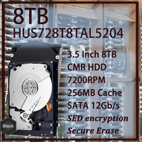 Disque Dur Interne d'Entreprise CMR SATA 12 Gbit/s 3,5 pouces HUS728T8TAL5204 8 To 7200 tr/min 256 Mo Cache pour Centre de Stockage de Surveillance