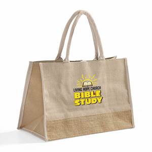 Grands sacs fourre-tout en mélange de jute et de coton de qualité supérieure, imprimables, brodés, avec design couleur personnalisé, logo de marque, sacs cadeaux, sacs pour ordinateur, sacs utilitaires - Product Image 3