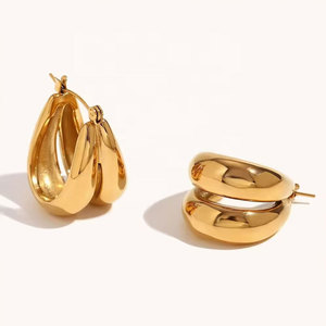 Pendientes de Aro Finos de Acero Inoxidable 316L con Baño de Oro PVD de 14k y 18k para Mujer - Product Image 5