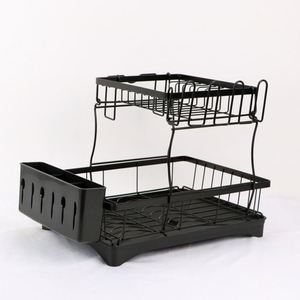 New Household <b>Wall</b> <b>Mounted</b> Double Tier Modern Simple Dish Rack with Removable Two-color Options for Kitchen <b>Table</b> Storage - Product Image 2