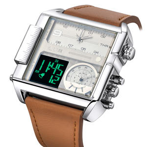 Montre-bracelet de <span class=keywords><strong>voyage</strong></span> multifonctionnelle en stock, nouvelle conception, bracelet en cuir véritable, résistante à l'eau, Shenzhen Gents Clock, 611 8145 - Product Image 5