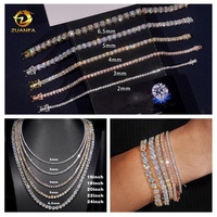 Magnifique Collier Chaîne Tennis Hip-Hop Hommes Femmes en Moissanite VVS Diamant de Laboratoire S925 Argent, Sertie de Pierres Blanches, Disponible en 2 MM, 3 MM, 4 MM, 5 MM