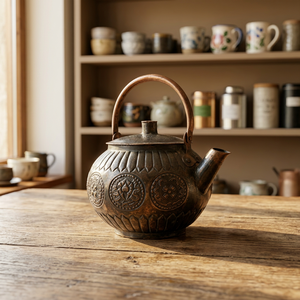 Théière vintage en laiton avec couvercle et poignée, motif décoratif, pots à eau, bouilloires - Product Image 5