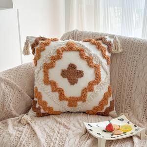 Bohem tarzı 3D geometrik desen püsküllü yastık kare şekli yastık yatak odası için kanepe dekoru ev kullanımı yapılmış Polyester - Product Image 3