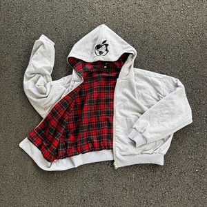 Custom Manufacturer Zipper Plaid <b>Jacket</b> Men Boxy Heavyweight Drop Shoulder Striped Double Layer Reversible <b>Flannel</b> Hoodie Unisex - Product Image 1
