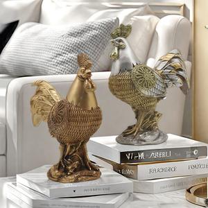 European retro good luck <b>rattan</b> rooster ornament home living room desktop lucky zodiac chicken decoration <b>crafts</b> - Product Image 1