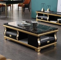 Table basse en marbre, salon, petit appartement moderne en acier inoxydable, meuble TV rétractable
