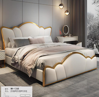 Lit King Size en Cuir Capitonnée, Mobilier de Chambre de Luxe pour Villa, Vente Directe Usine