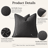 Housse de coussin respirante à texture gaufrée carrée, housse de coussin décorative