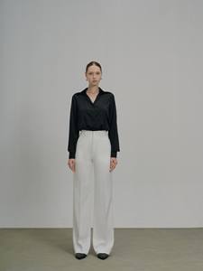 Pantalones de pierna recta elegantes para mujer Lora, estilo minimalista de alta moda, diseño frontal plano, transpirable, Primavera, servicio ODM - Product Image 2