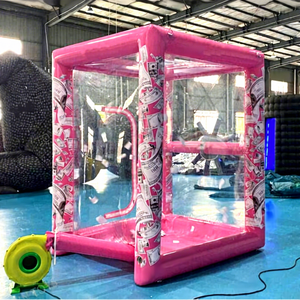 Vente directe d'usine pas cher jeu de saisie d'argent cabine de machine à billets gonflable tente à <span class=keywords><strong>bulles</strong></span> rose maison de ballons - Product Image 1