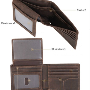 Custom Genuine Leather Short <b>Wallet</b> Men Crazy Horse Anti <b>Rfid</b> <b>Blocking</b> Mens <b>Wallets</b> Bifold <b>Wallets</b> Leather Men - Product Image 2