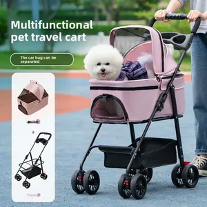 Poussette pliable pour animaux de compagnie, chariot de transport léger pour chat et <span class=keywords><strong>chien</strong></span>, <span class=keywords><strong>panier</strong></span> respirant, poussette portable pour chiot, promenade en plein air - Product Image 1