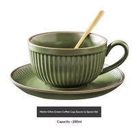 Tasse à café en céramique de luxe ABF, style européen bohème, couleur unie, pour latte art, 280 ml