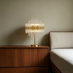 Light Luxury Copper Floor Lamp Coffee Shop Hotel Model Room Exhibition Hall Villa Tea Living Room Bedroom Crystal <b>Table</b> Lamp - Product Image 3