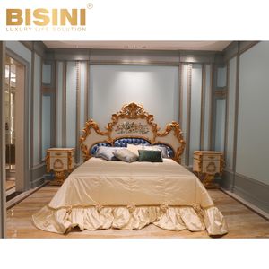 Glorious fransız barok tarzı kraliyet Villa prens el işi çiçek ahşap oyma kabuk parke çift yatak ana odası yatak takımı - Product Image 2