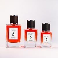 Flacon de parfum en verre vide de 30 ml, 50 ml, 100 ml, forme carrée, flacon pulvérisateur de parfum lourd avec bouchon rond noir en forme de cylindre