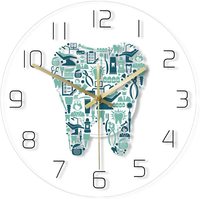 Horloge murale en acrylique de conception artistique moderne de 10 pouces, personnalisation, horloges rondes en MDF, décorations dentaires, logo personnalisé