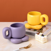 Tasse à café en céramique, tasse en céramique nuage, tasse à café pour le petit-déjeuner à la maison ou au bureau, tasse à café drôle et mignonne, tasse et soucoupe fantaisie