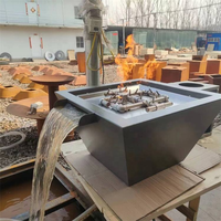 Brasero de piscine extérieur 2026 avec fontaine d'eau en acier inoxydable et chauffage au gaz naturel