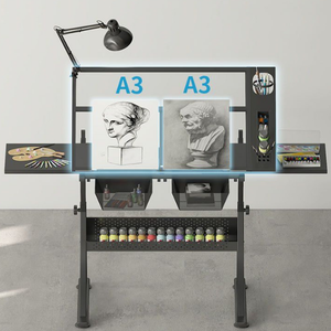 XinyiArt Temperglas Verstelbare Kantelbare Tekentafel Tekentafel voor Architectuur 2 Laden Tekentafel met Stoel - Product Image 4