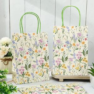 Sacs en papier de haute qualité à motif floral avec poignées, pour cadeaux, friandises, bonbons, pour les anniversaires d'enfants, les fêtes de printemps - Product Image 5