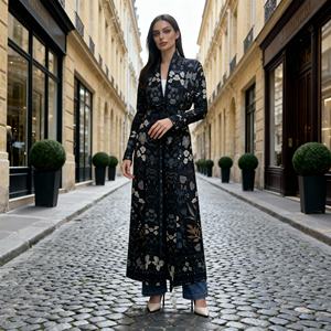 Elegant Custom Pleated Print Polyester High Quality Fabric Party Abaya <b>Dress</b> for Muslim Women Wholesale - Product Image 3