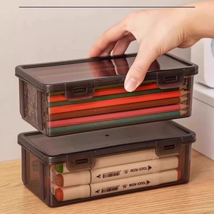 Touch Room Color Pencil Case With Markers Transparent And Black Storage Box For Students Art Supplies - Product Image 3