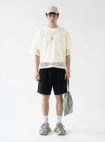 T-shirts à manches courtes pour hommes de haute qualité, 240 grammes, style streetwear, col en V, coupe ample, imprimé, vêtements de sport