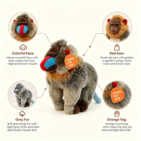 Peluche réaliste Mandrill, jouet en coton PP super doux, singe animal sauvage en peluche, cadeau d'anniversaire, en stock, personnalisation OEM, vente en gros d'usine