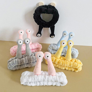 Qianjin Funny Cartoon Flannel <strong>Snail</strong> <strong>Headband</strong> High Elastic Spa <strong>Makeup</strong> Shower Hairband Skincare Hair Accessories for Women - Product Image 1