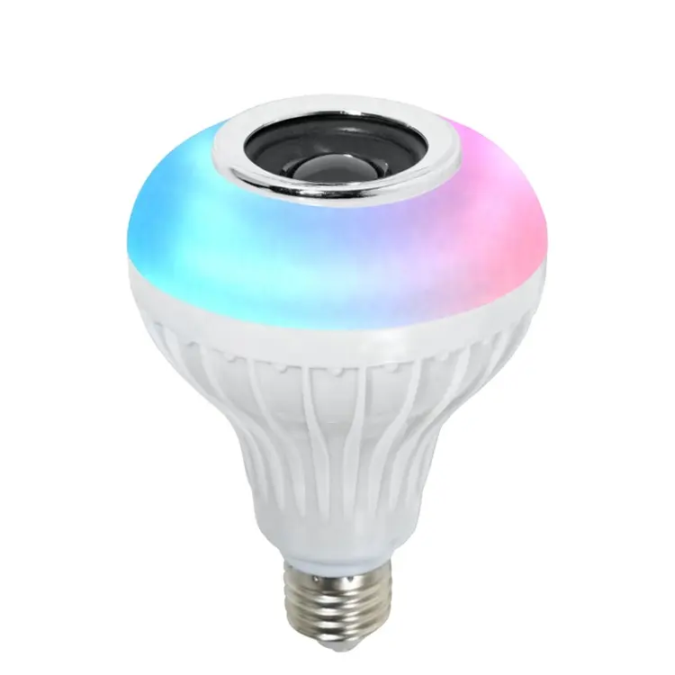 Amazon Hot Sale 12W E27 Remote Control RGB Color Changing Music Bulb With Speaker LED-MUSIC