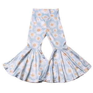Bambini neonate vestiti per bambini stampa personalizzata <span class=keywords><strong>velluto</strong></span> a coste seta latte tessuti tinta unita volant <span class=keywords><strong>pantaloni</strong></span> a zampa di elefante - Product Image 4