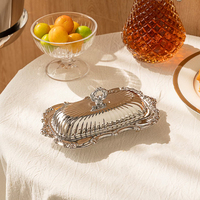 Boîte à beurre vintage de style européen avec couvercle, conteneur de rangement pour aliments et bijoux, boîte de rangement domestique, plateau à beurre de luxe léger, ornement PC
