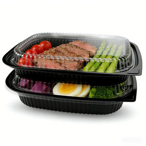 Barquette alimentaire jetable rectangulaire en PP, processus de thermoformage, grande barquette de restauration en plastique noir - Product Image 4