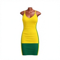 Robe de plage d'été pour femme, style sexy, mini-camisole dos nu, imprimé lettres color block, longueur genou, brodée, ODM