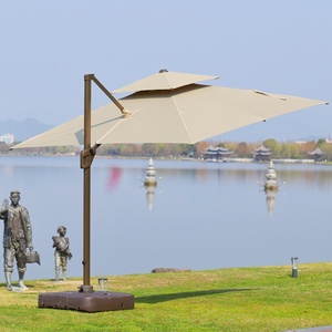 Design moderne logo personnalisé Parapluie en porte-à-faux pour l'extérieur publicité romaine <span class=keywords><strong>Parasol</strong></span> imperméable en aluminium coupe-vent avec base - Product Image 3