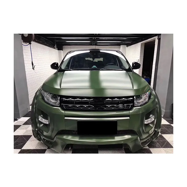 Baru Desain Satin Hijau Tentara Vinyl untuk Mobil Wrap