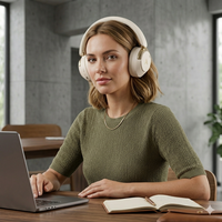 Casque sans fil Bluetooth 5.4 S5 ANC avec logo personnalisé OEM, suppression active du bruit à double alimentation, casque supra-auriculaire, fabrication en usine