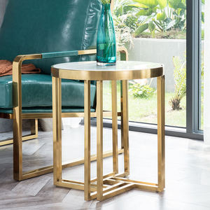 Wholesales Marble Top <b>Round</b> Corner <b>Tables</b> Luxury <b>Gold</b> Stainless Steel Frame <b>Side</b> <b>Table</b> Living Room Beside Sofa End <b>Table</b> - Product Image 4