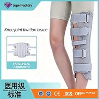 Attelle de fixation du genou, immobilisateur, support en aluminium réglable en trois parties, respirant, pour la récupération post-opératoire des fractures