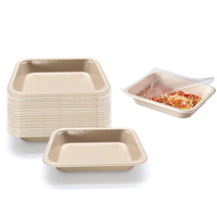 Barquettes alimentaires jetables en fibres biodégradables, compostables, écologiques et durables, avec fermeture supérieure, pour la préparation des repas et l'emballage alimentaire