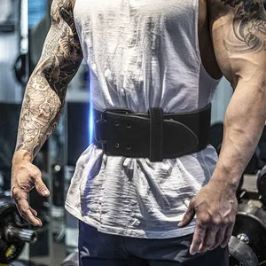Sabuk angkat beban Gym kustom 10mm Suede nyaman untuk pria dan sabuk angkat beban olahraga tenun