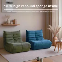 Fauteuil pouf sans cadre en forme de L - Design moderne en tissu trois places avec mousse compressée haute densité pour salons
