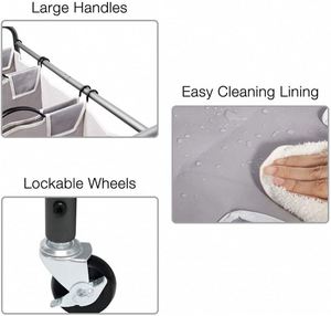 3 Section Laundry Sorter 3 Bag Laundry Hamper <b>Cart</b> with Heavy Duty Rolling Lockable Wheels and Removable Bags Laundry Organizer - Product Image 4