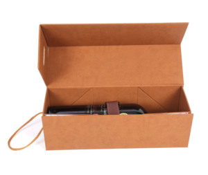 หรูหรากระดาษแข็งสีดำปิดแม่เหล็กเดียวแก้วไวน์บรรจุภัณฑ์พับกล่องของขวัญไวน์ - Product Image 1