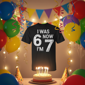T-shirt vintage pour anniversaire de 7 ans, « J'avais 6 ans, maintenant je suis 7 », design Alpha, noir, taille moyenne - Product Image 3