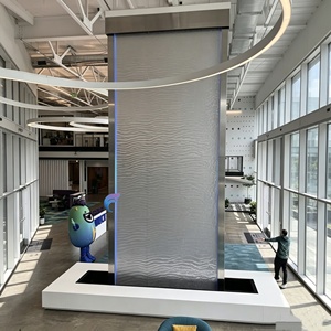 Modern Indoor Water <b>Curtain</b> Wall Stainless Steel Mesh Panel, Villa Entrance Hallway Water Feature Partition Screen - Product Image 1